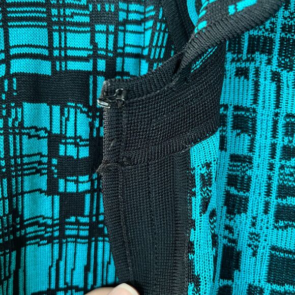 Ming Wang Cardigan Size 3X Teal Black Funky Artsy Abstract Colorful Work Office - Picture 4 of 15